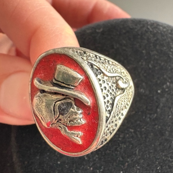 G and S vintage biker ring with skull and top hat size 11 - Picture 1 of 7